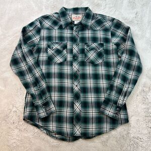 Vintage Wrangler Shirt Mens Medium Plaid Flannel Pearl Snap Western 90s Cotton